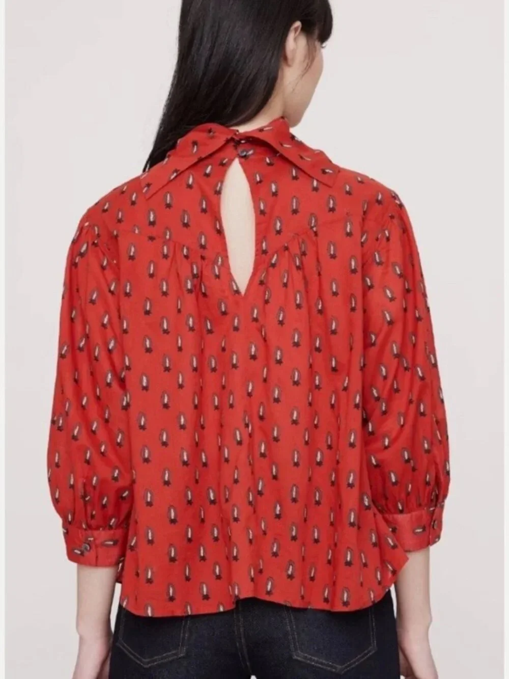 NWT Banana Republic red print reversed western shirt